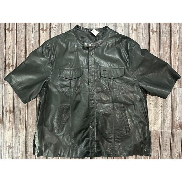 First Classics Leather gear Biker short slleve Shirt Size 5XL color black Rare - Picture 1 of 6